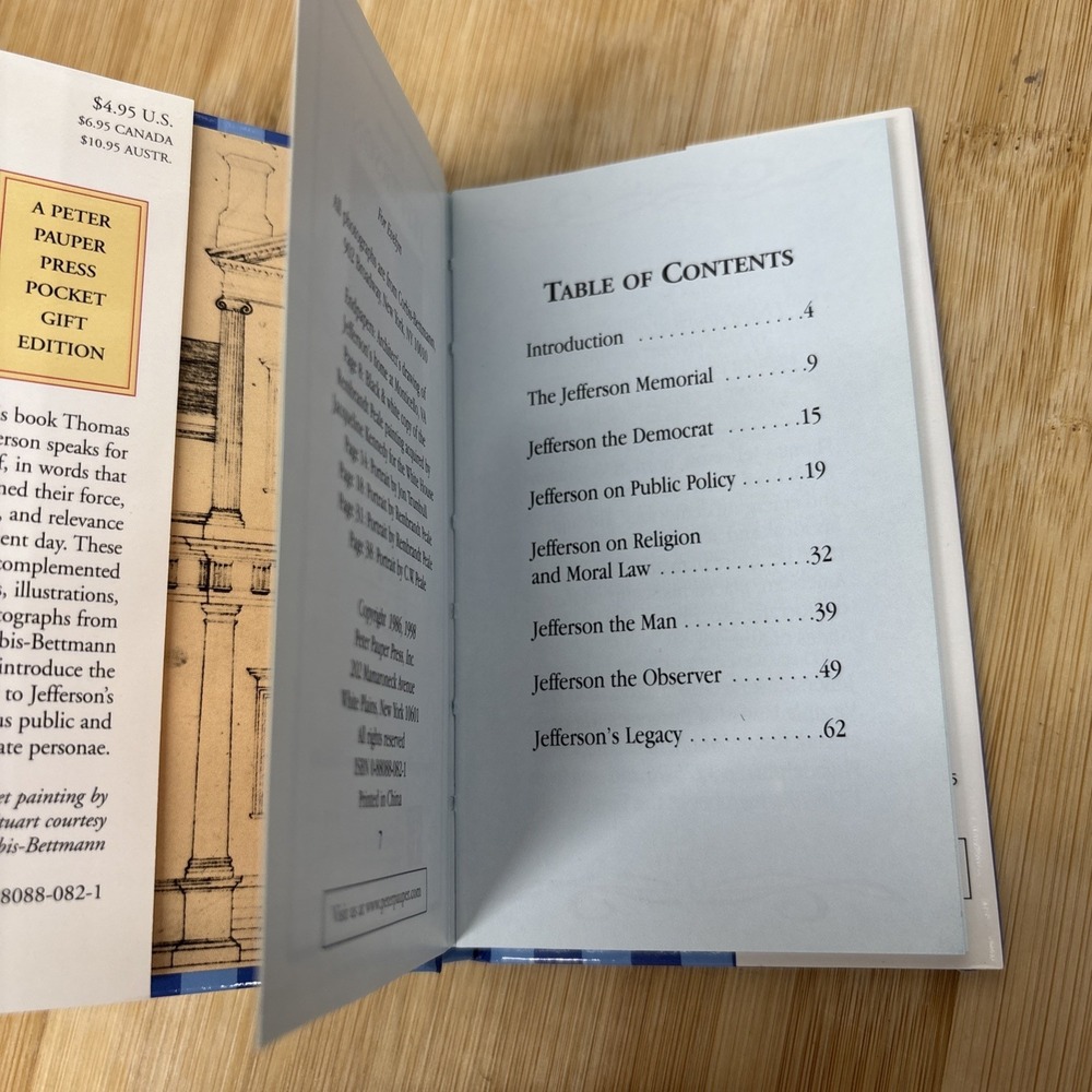 THOMAS JEFFERSON HIS WORDS AND VISION (MINI-Pocket BOOK) Hard  Cover 1998 - Picture 3 of 7